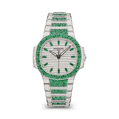 emerald patek philippe|patek philippe nautilus full diamond.